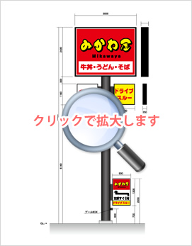 ポールサイン・大型看板　図面サンプル