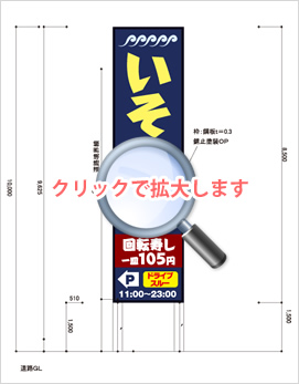ポールサイン・大型看板　図面サンプル