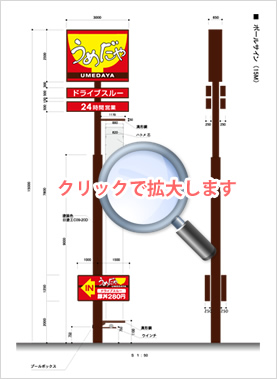 ポールサイン・大型看板　図面サンプル